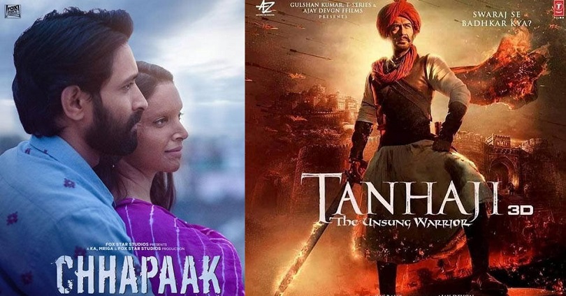 कस्तो छ &lsquo;तानाजी&rsquo; र &lsquo;छपाक&rsquo;को दुइ दिने कलेक्सन ? 